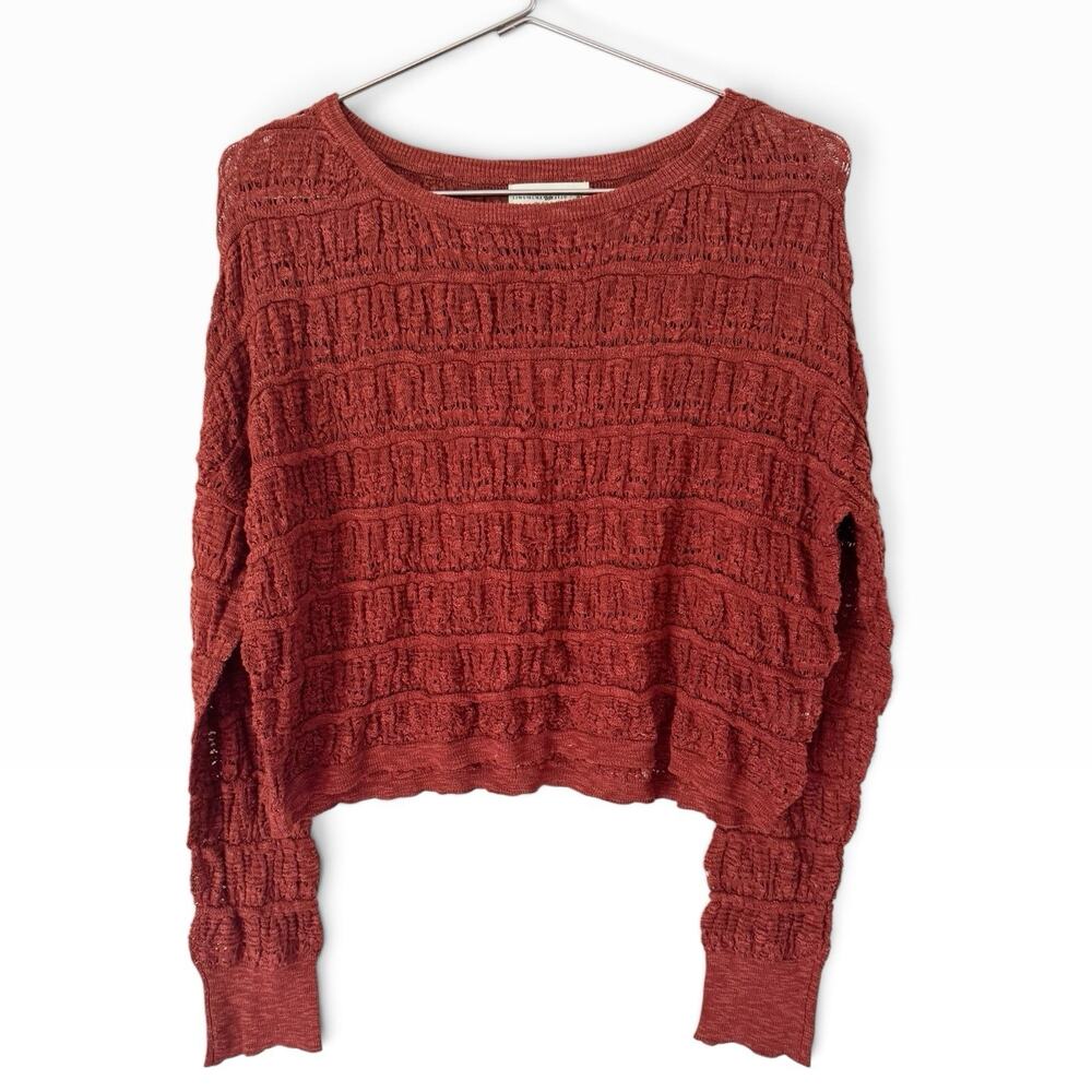 NWOT Natural Life Burnt Orange Open Knit Cropped Sweater Size Medium
